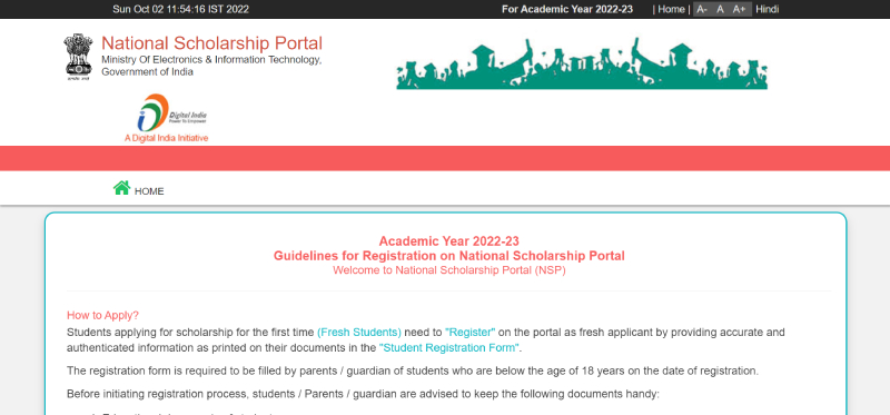 NSP Pre and Post Matric Scholarship Online Apply