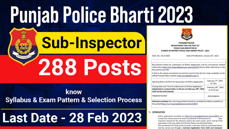 Punjab-Police-Sub-inspector-Recruitment-2023-for-288-Posts-Notification