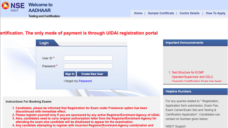 Aadhaar-Supervisor-Operator-Exam-Registration-NSEIT